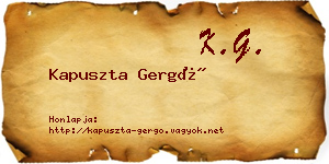 Kapuszta Gergő névjegykártya
